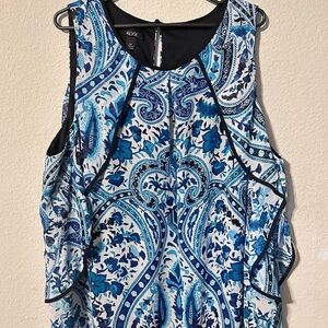 Alyx Blue‎ and White Paisley Sleeveless Blouse